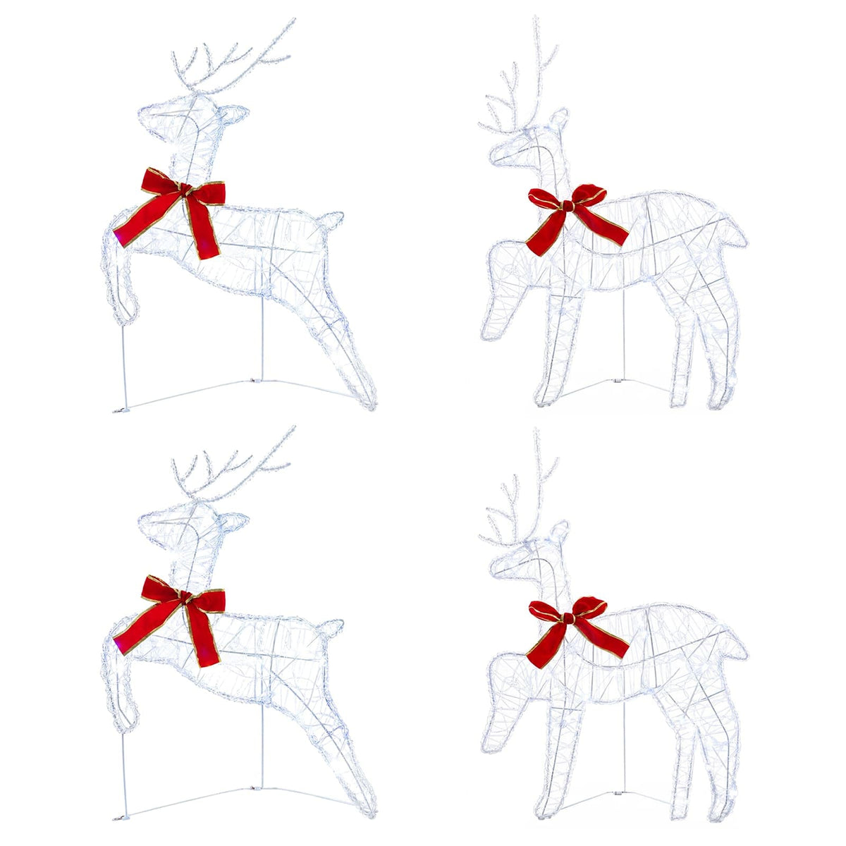Christmas Reindeer 4 pcs 80 LEDs Cold White 43 x 19 x 65 cm