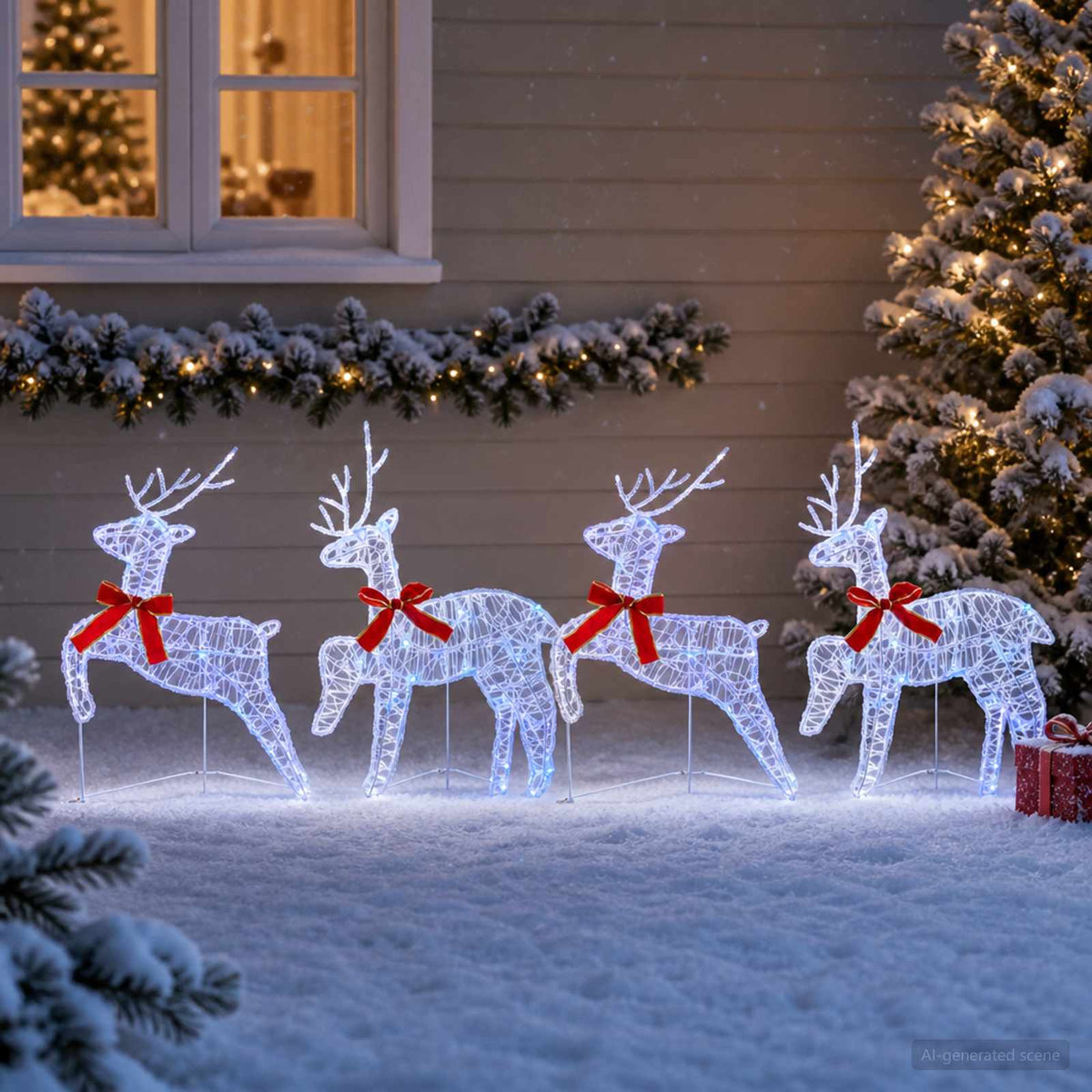 Christmas Reindeer 4 pcs 80 LEDs Blue 43 x 19 x 65 cm