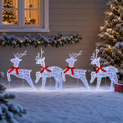 Christmas Reindeer 4 pcs 80 LEDs Blue 43 x 19 x 65 cm