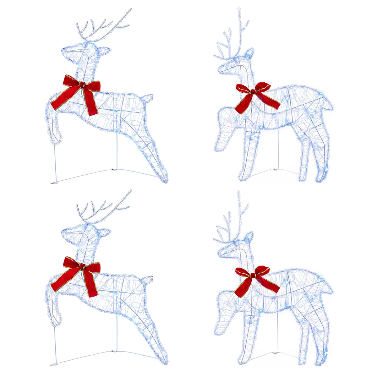 Christmas Reindeer 4 pcs 80 LEDs Blue 43 x 19 x 65 cm