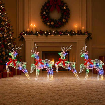 Christmas Reindeer 4 pcs 80 LEDs Multicolour 43 x 19 x 65 cm