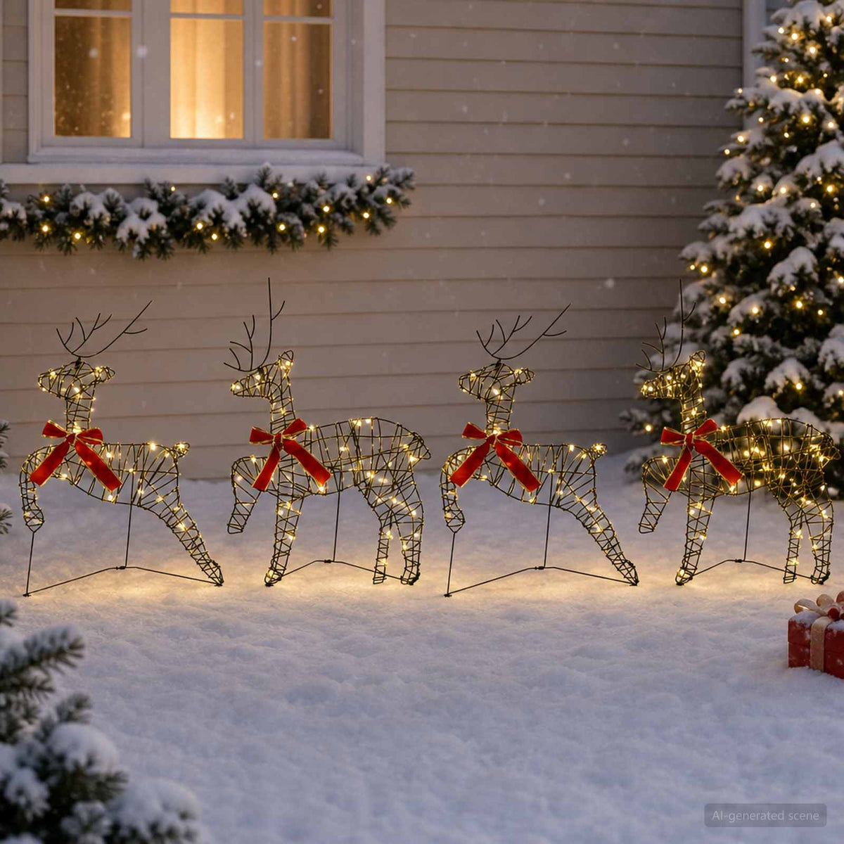 Christmas Reindeer 4 pcs 80 LEDs Warm White 43 x 19 x 65 cm