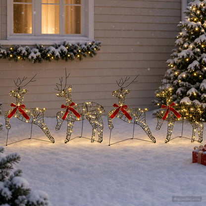 Christmas Reindeer 4 pcs 80 LEDs Warm White 43 x 19 x 65 cm