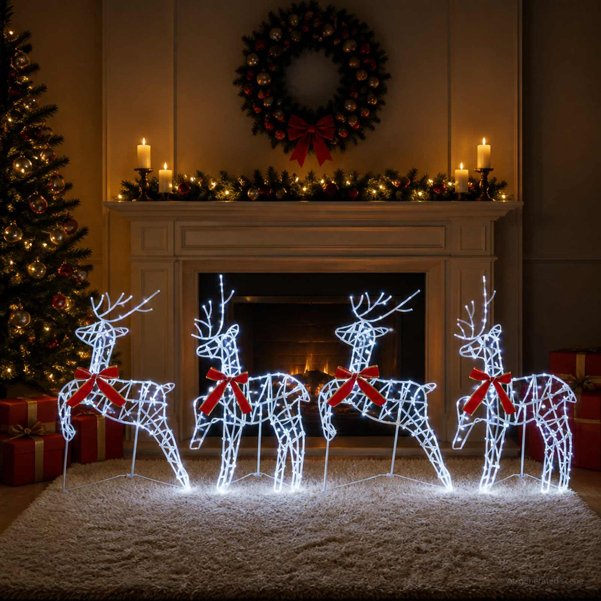 Christmas Reindeer 4 pcs 180 LEDs Cold White 43 x 19 x 65 cm