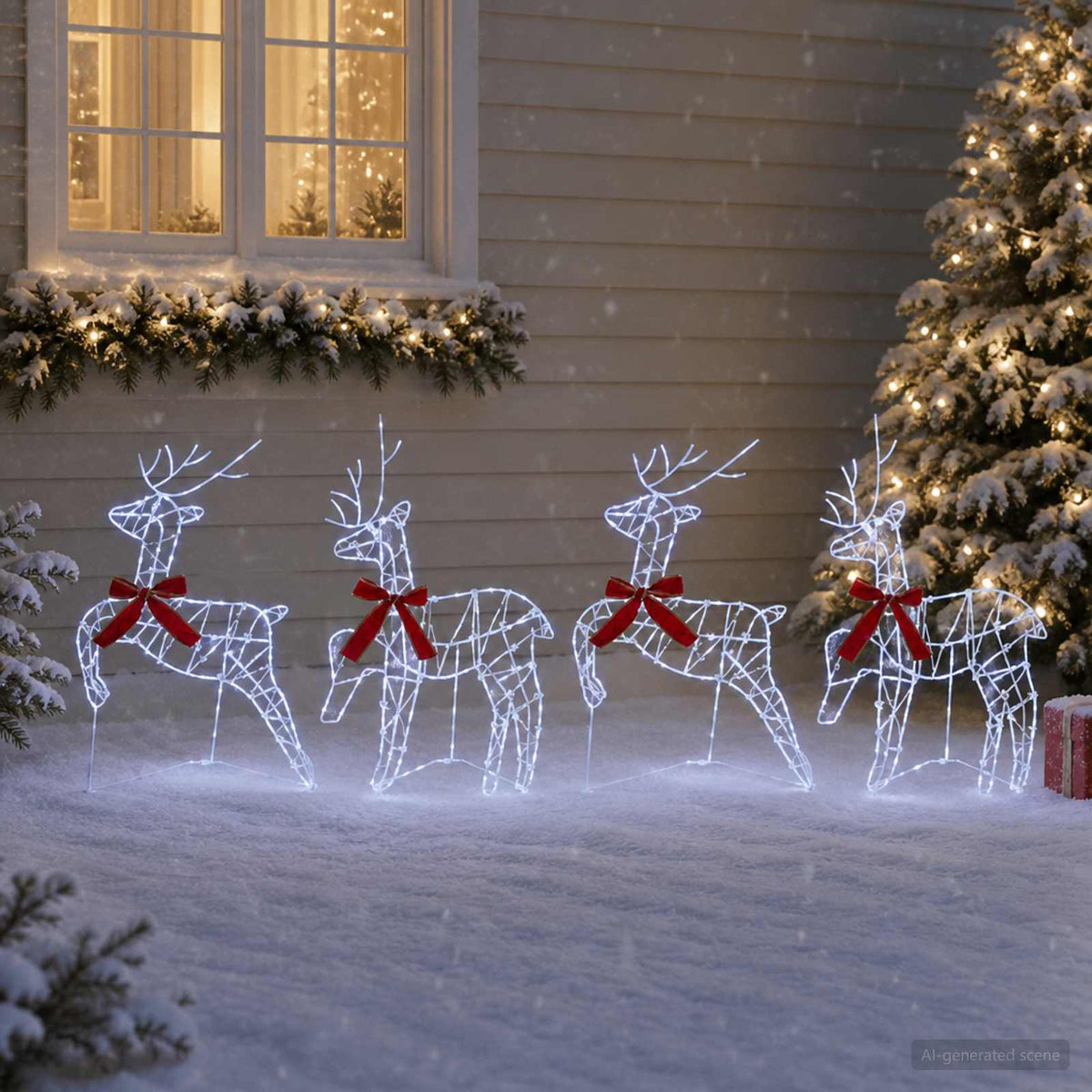 Christmas Reindeer 4 pcs 180 LEDs Cold White 43 x 19 x 65 cm