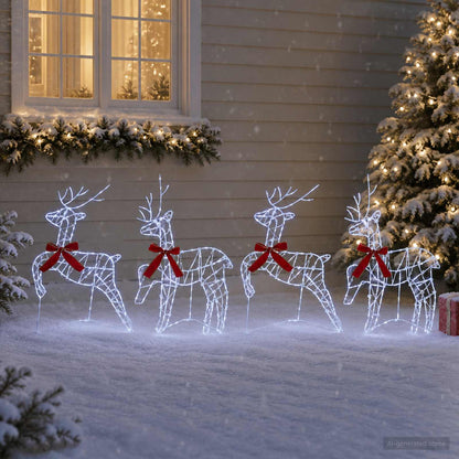 Christmas Reindeer 4 pcs 180 LEDs Cold White 43 x 19 x 65 cm