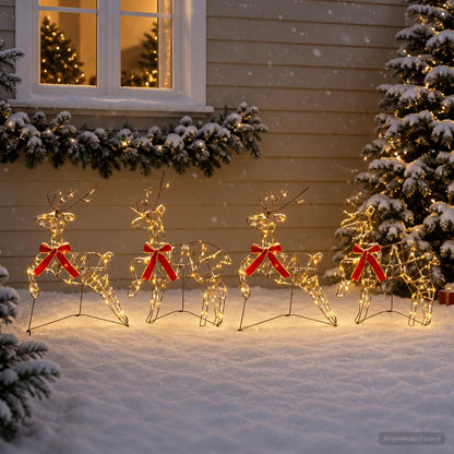 Christmas Reindeer 4 pcs 180 LEDs Warm White