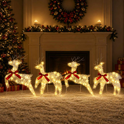 Christmas Reindeer 4 pcs 80 LEDs Warm White 43 x 19 x 65 cm