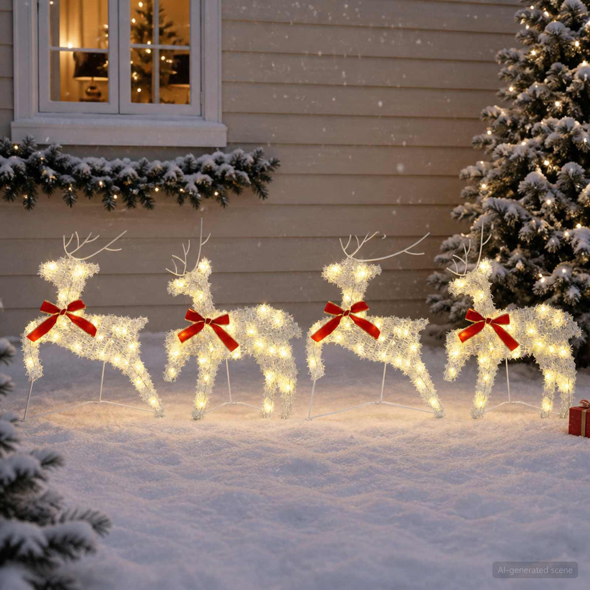 Christmas Reindeer 4 pcs 80 LEDs Warm White 43 x 19 x 65 cm