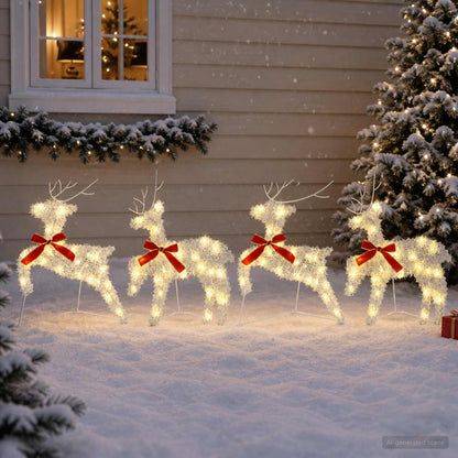 Christmas Reindeer 4 pcs 80 LEDs Warm White 43 x 19 x 65 cm