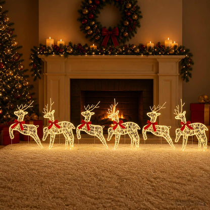 Christmas Reindeer 6 pcs 80 LEDs Warm White 43 x 19 x 65 cm