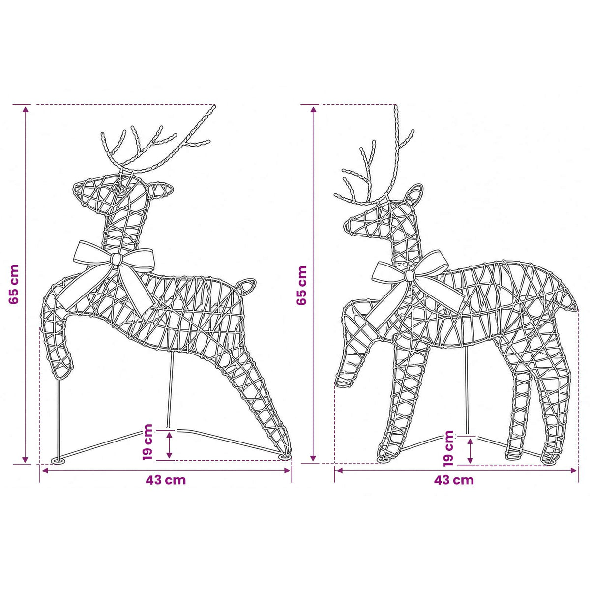 Christmas Reindeer 6 pcs 80 LEDs Warm White 43 x 19 x 65 cm