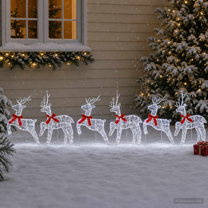 Christmas Reindeer 6 pcs 80 LEDs Cold White 43 x 19 x 65 cm