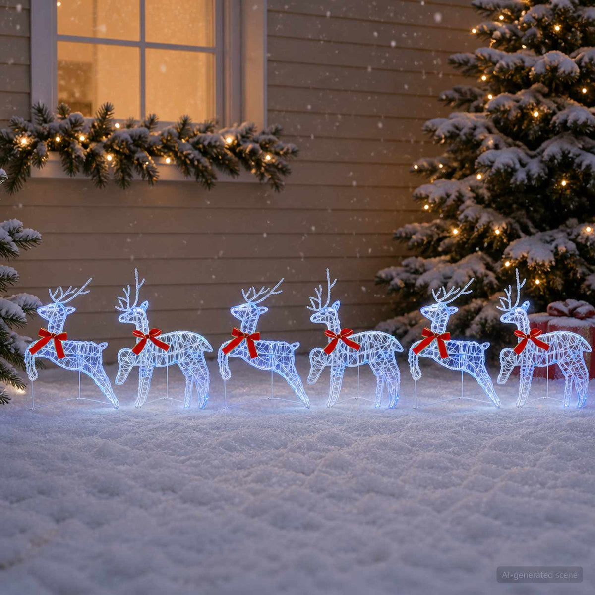 Christmas Reindeer 6 pcs 80 LEDs Blue 43 x 19 x 65 cm