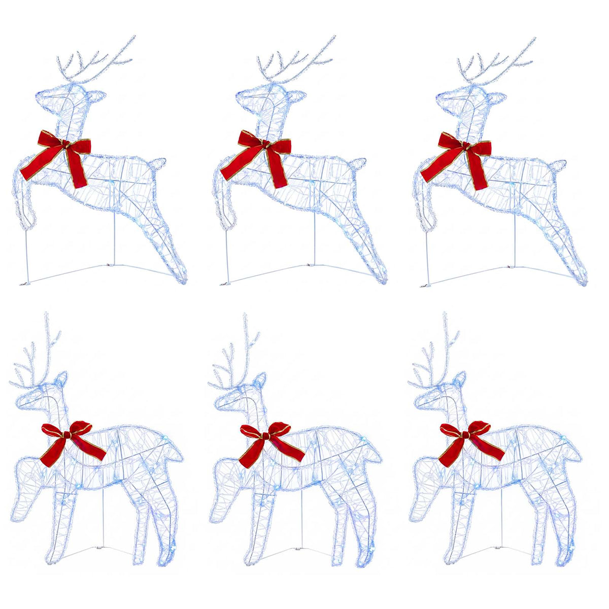 Christmas Reindeer 6 pcs 80 LEDs Blue 43 x 19 x 65 cm