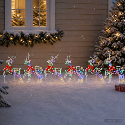 Christmas Reindeer 6 pcs 80 LEDs Multicolour 43 x 19 x 65 cm