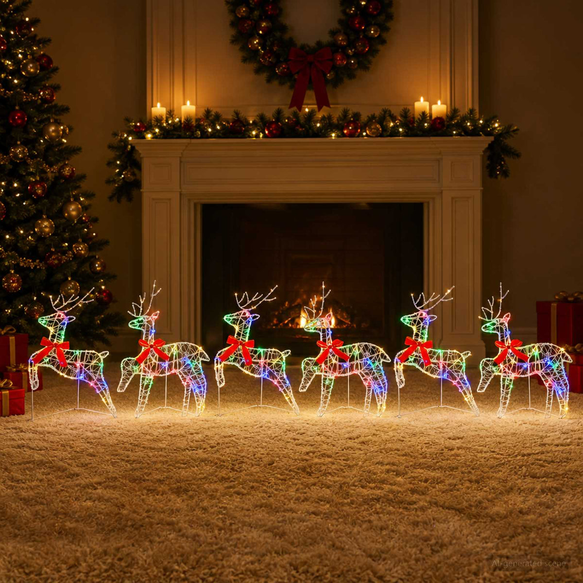 Christmas Reindeer 6 pcs 80 LEDs Multicolour 43 x 19 x 65 cm