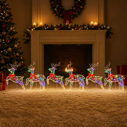 Christmas Reindeer 6 pcs 80 LEDs Multicolour 43 x 19 x 65 cm