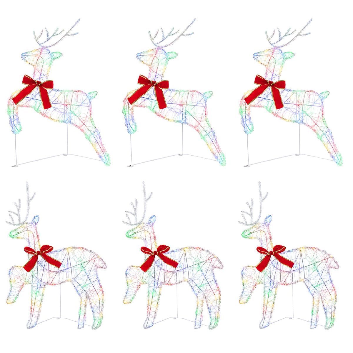 Christmas Reindeer 6 pcs 80 LEDs Multicolour 43 x 19 x 65 cm