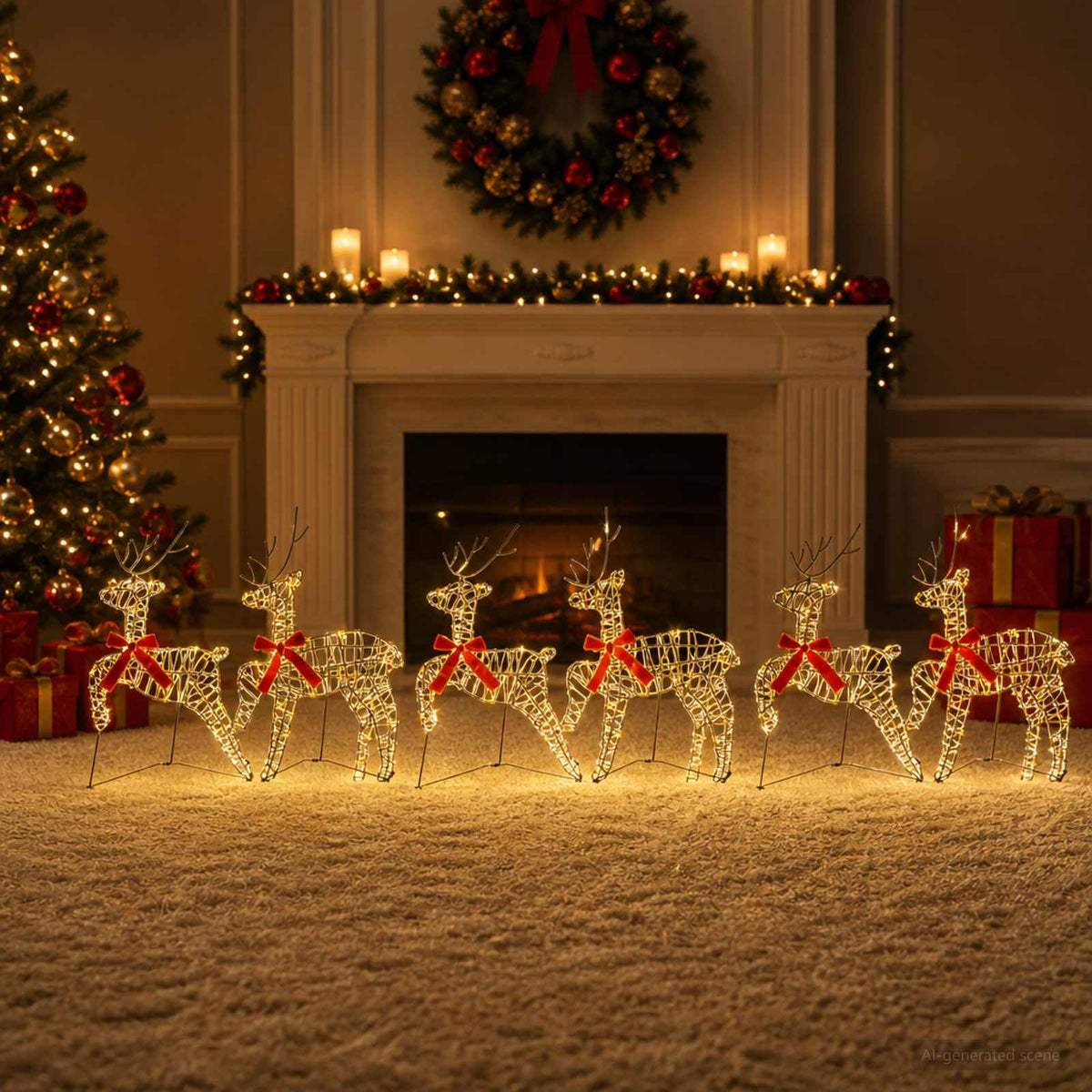 Christmas Reindeer 6 pcs 80 LEDs Warm White 43 x 19 x 65 cm