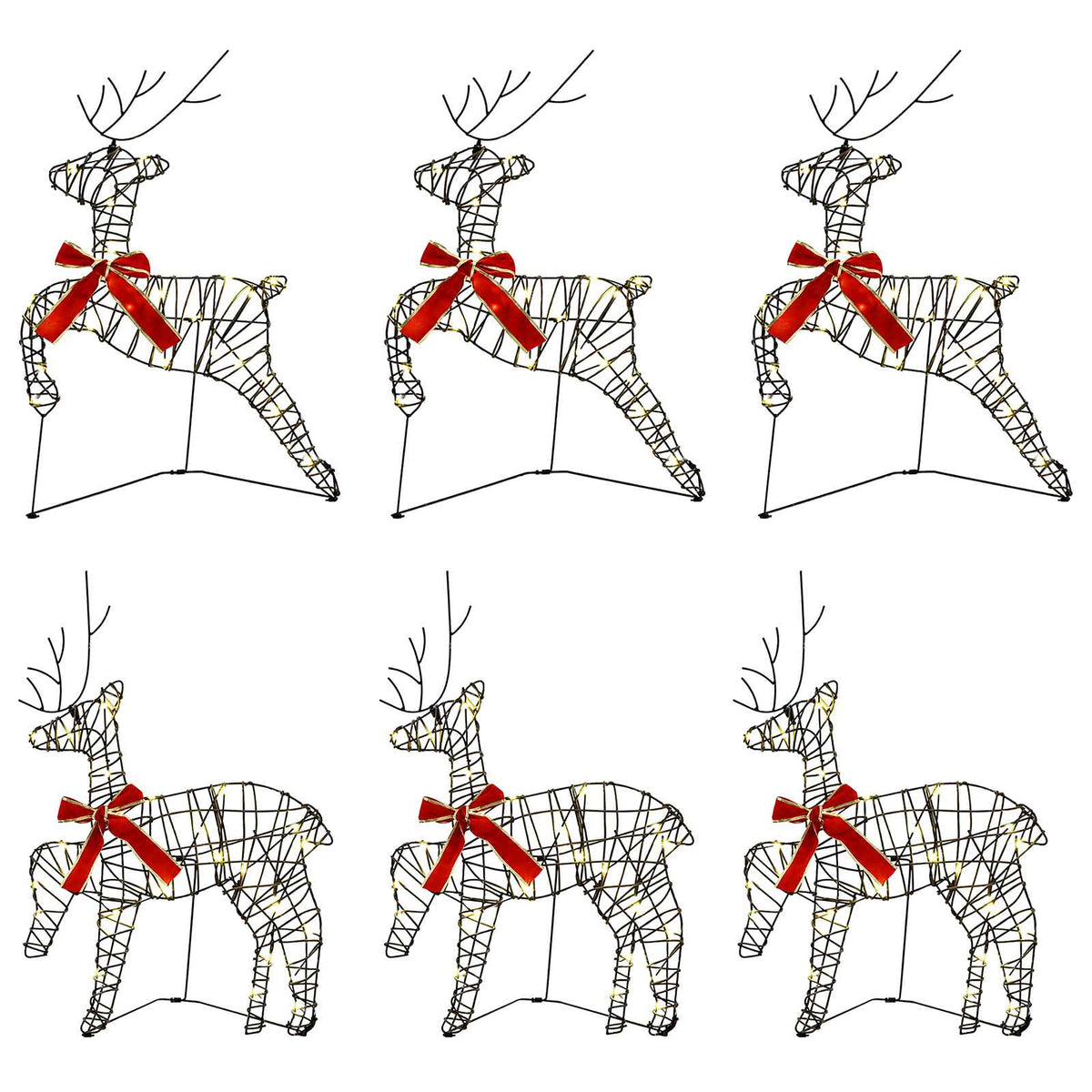 Christmas Reindeer 6 pcs 80 LEDs Warm White 43 x 19 x 65 cm