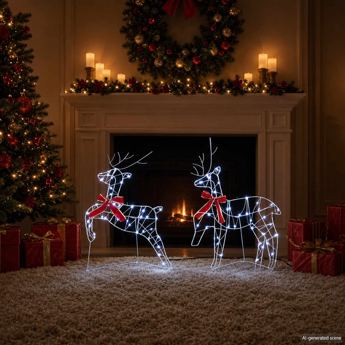 Christmas Reindeer 6 pcs 270 LEDs Cold White