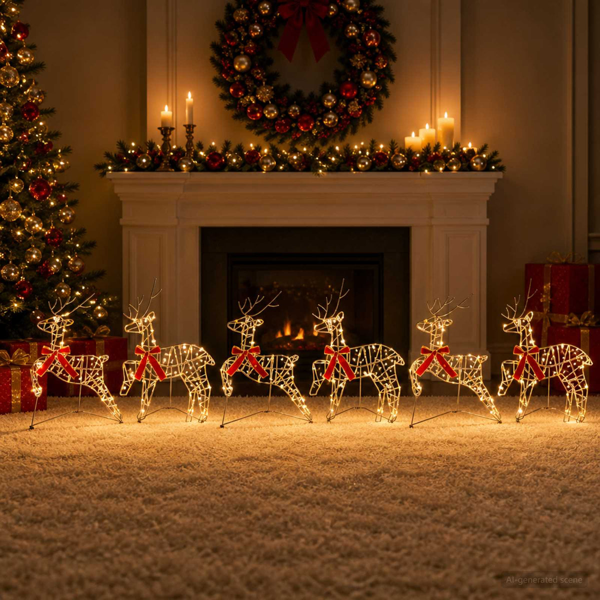Christmas Reindeer 6 pcs 270 LEDs Warm White