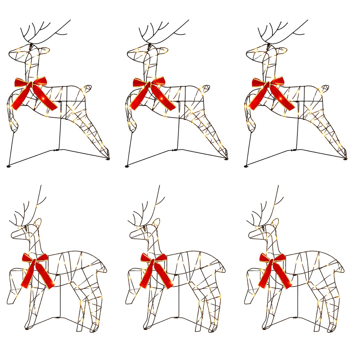 Christmas Reindeer 6 pcs 270 LEDs Warm White