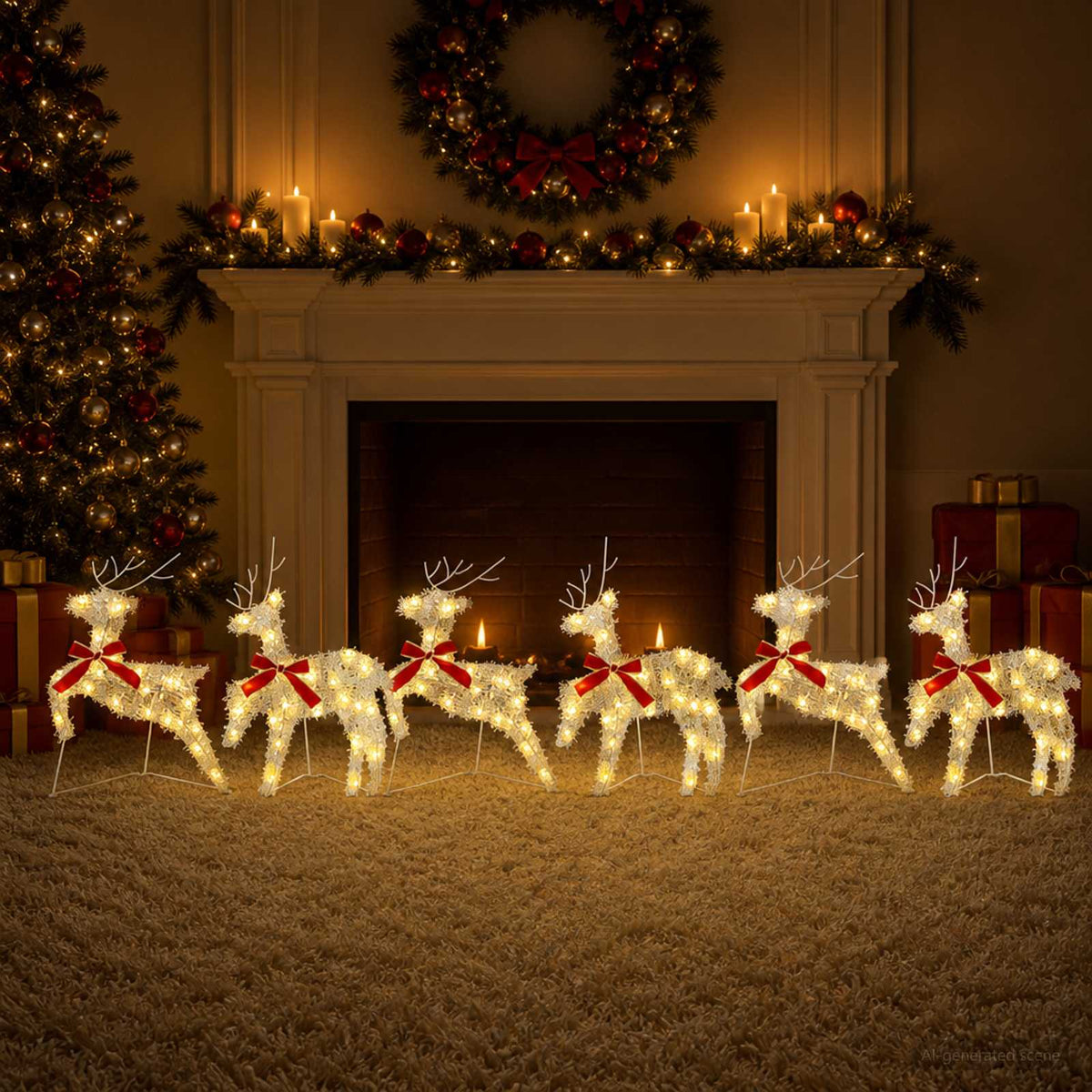 Christmas Reindeer 6 pcs 80 LEDs Warm White 43 x 19 x 65 cm