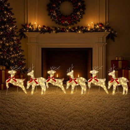 Christmas Reindeer 6 pcs 80 LEDs Warm White 43 x 19 x 65 cm