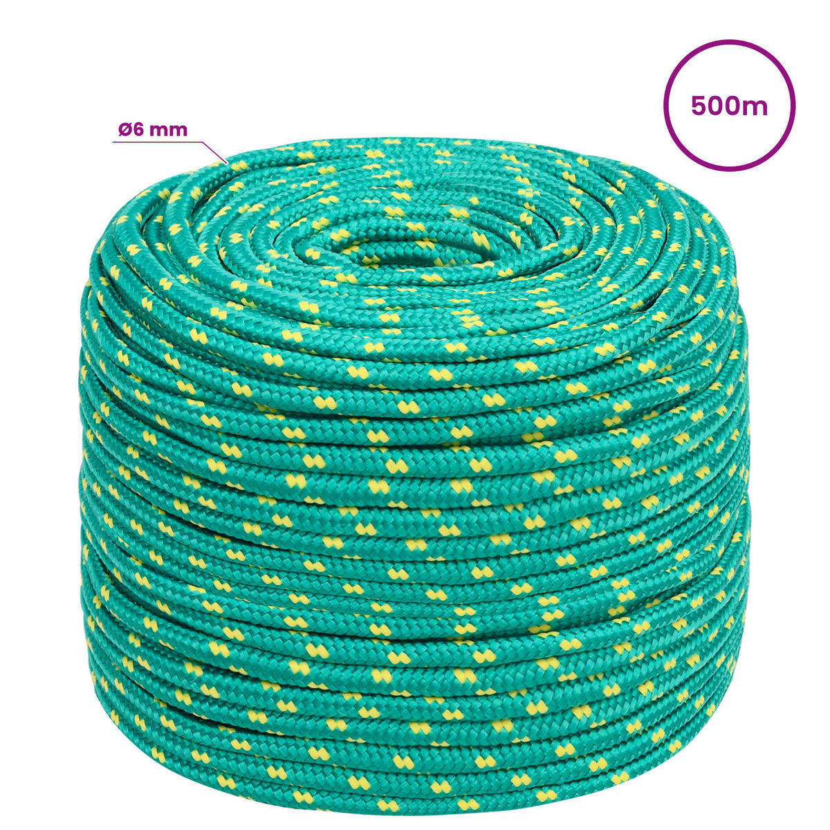 Multipurpose Utility Rope 6 mm 500 m Green PP 240 kg Max Load