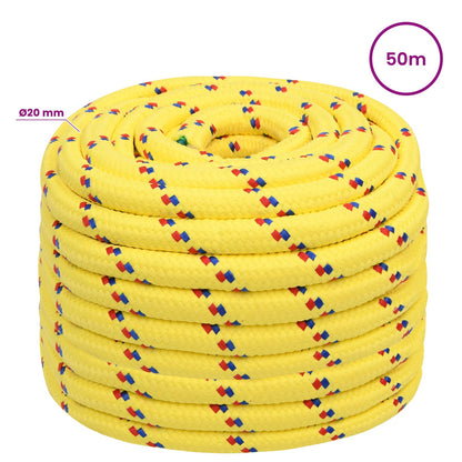 Multipurpose Utility Rope 20 mm 50 m Yellow PP 2400 kg Max Load