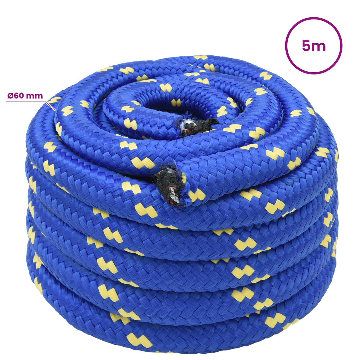 Multipurpose Utility Rope 60 mm 5 m Blue PP 21600 kg Max Load