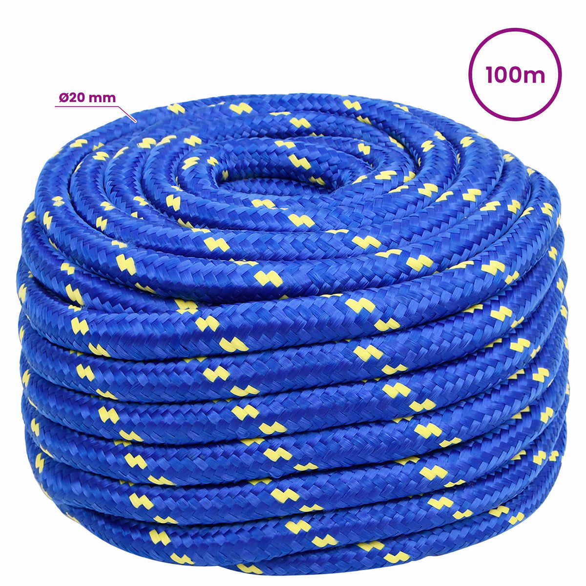 Multipurpose Utility Rope 20 mm 100 m Blue PP 2400 kg Max Load