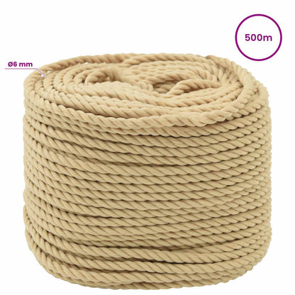 Multipurpose Utility Rope 6 mm 500 m Natural PP 240 kg Max Load