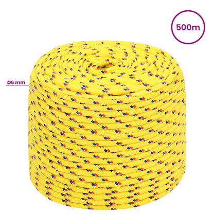 Multipurpose Utility Rope 6 mm 500 m Yellow PP 240 kg Max Load