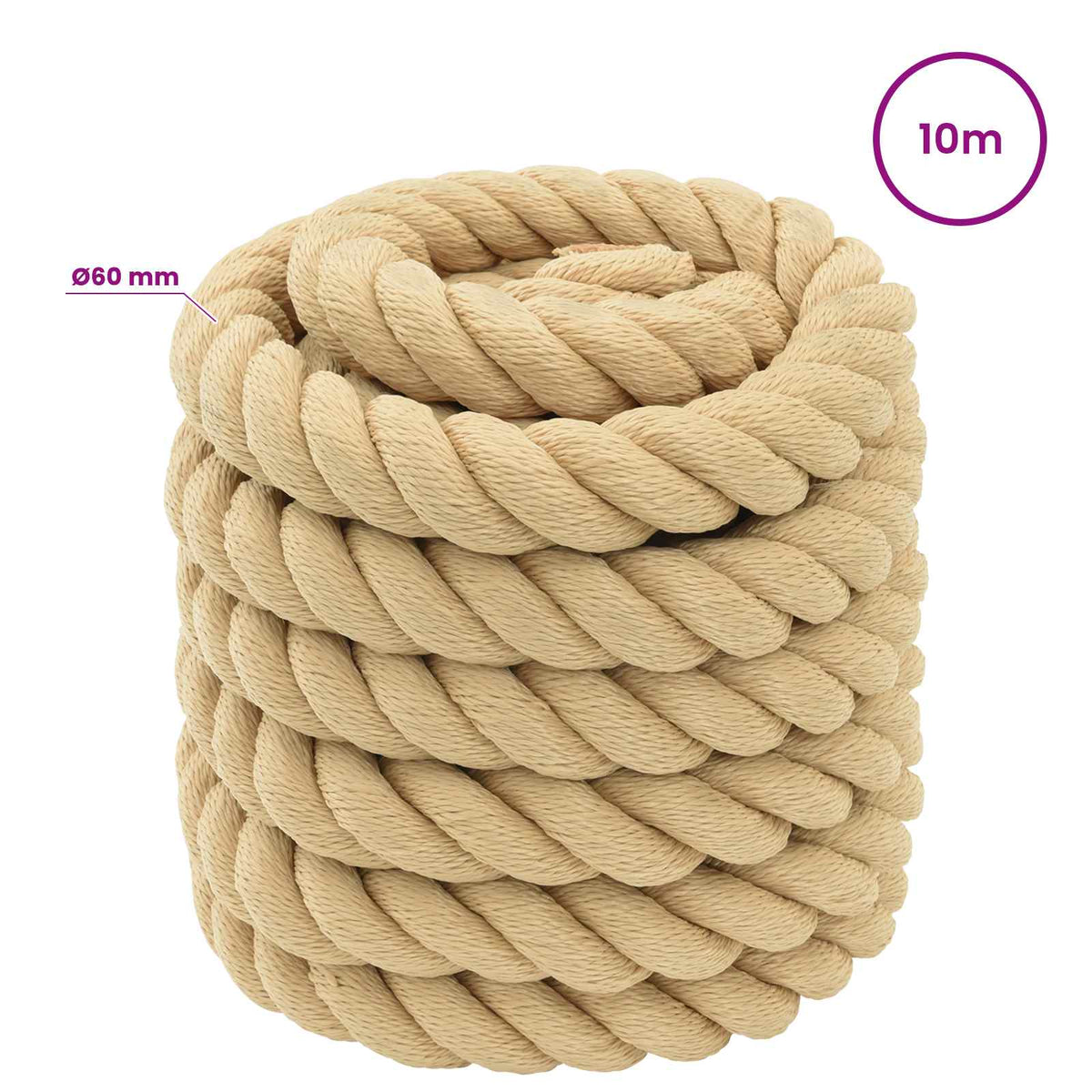 Multipurpose Utility Rope 60 mm 10 m Natural PP