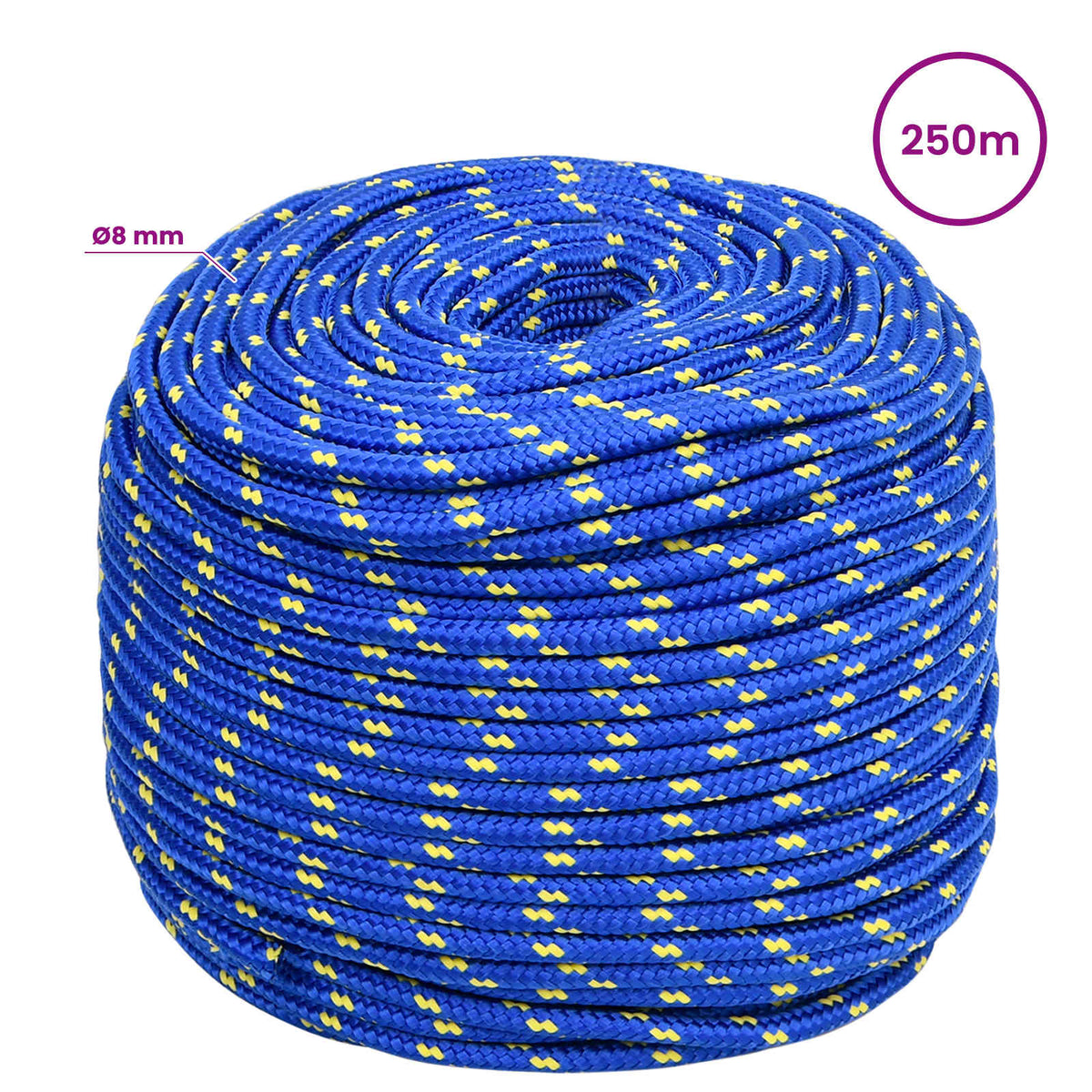 Multipurpose Utility Rope 8 mm 250 m Blue PP 420 kg Max Load