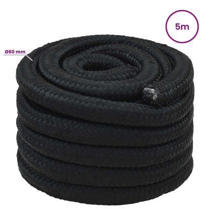 Multipurpose Utility Rope 60 mm 5 m Black PP 21600 kg Max Load