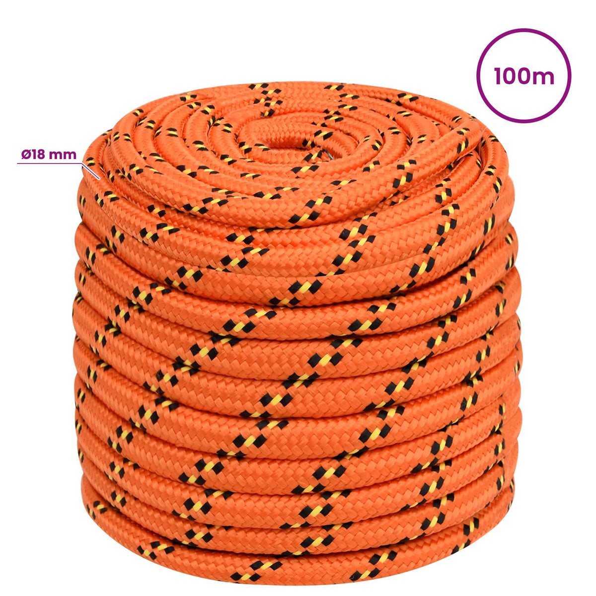 Multipurpose Utility Rope 18 mm 100 m Orange PP