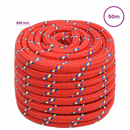 Multipurpose Utility Rope 20 mm 50 m Red PP 2400 kg Max Load