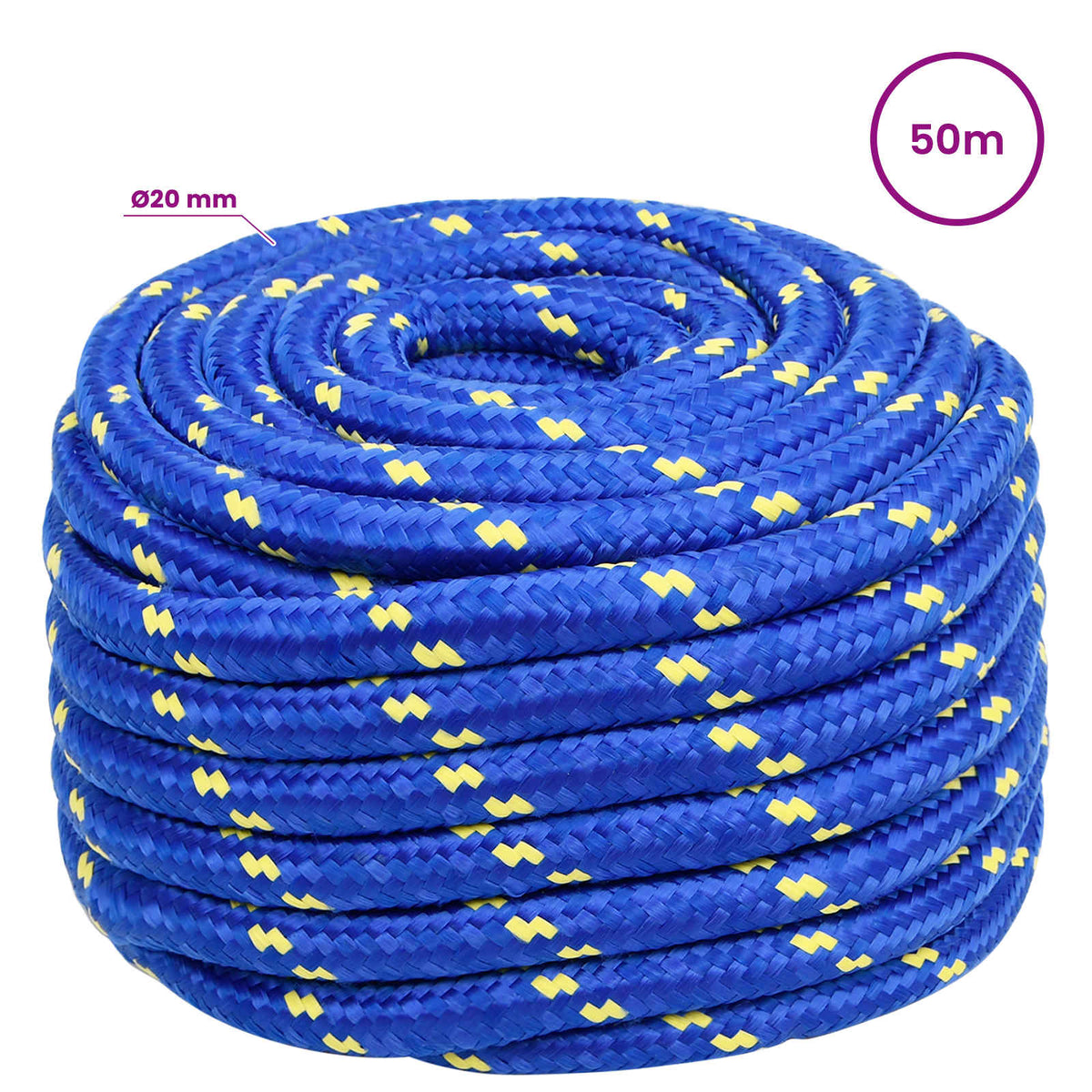 Multipurpose Utility Rope 20 mm 50 m Blue PP 2400 kg Max Load