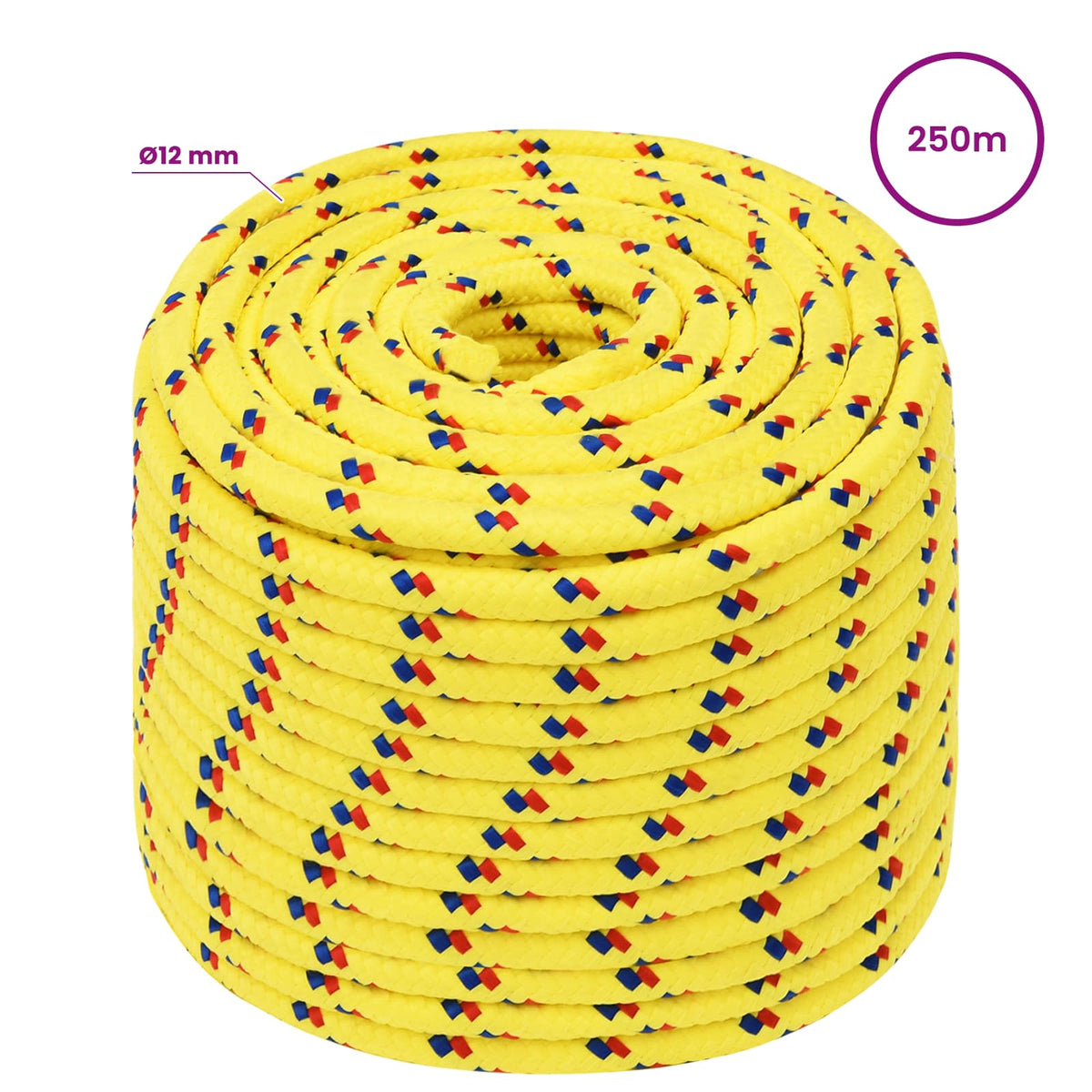 Multipurpose Utility Rope 12 mm 250 m Yellow PP 930 kg Max Load