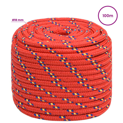 Multipurpose Utility Rope 18 mm 100 m Red PP 1995 kg Max Load