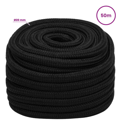 Multipurpose Utility Rope 20 mm 50 m Black Polyester