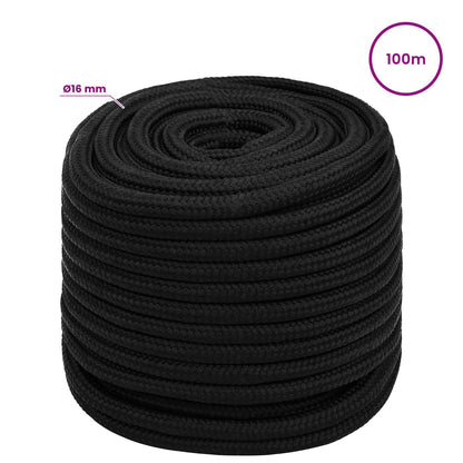 Multipurpose Utility Rope 16 mm 100 m Black Polyester