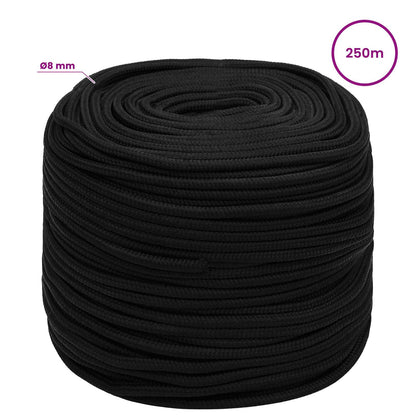 Multipurpose Utility Rope 8 mm 250 m Black Polyester