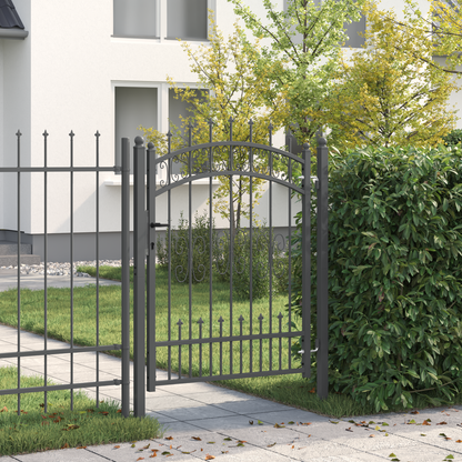 Fence Gate with Spear Top KAMPEN 103 x 175 cm Steel Grey