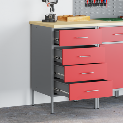 Work Bench with Drawer Red and Grey 50 x 55 x 85 cm