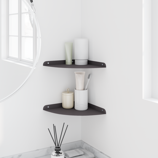 Corner Floating Shelf with Shelf 2 pcs Black 24 x 24 x 2 cm